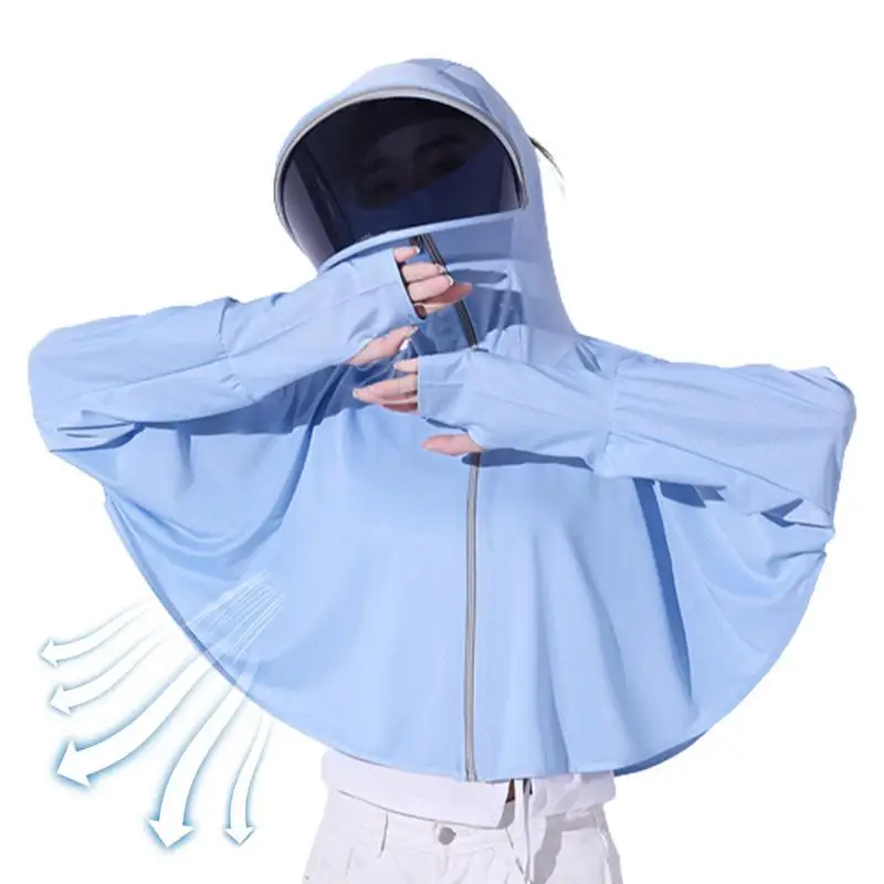 

Sun Protection Long Sleeve Shawl Uv Block Jacket Hooded For Women Summer Essentials Jacket For Running Camping Traveling Walk