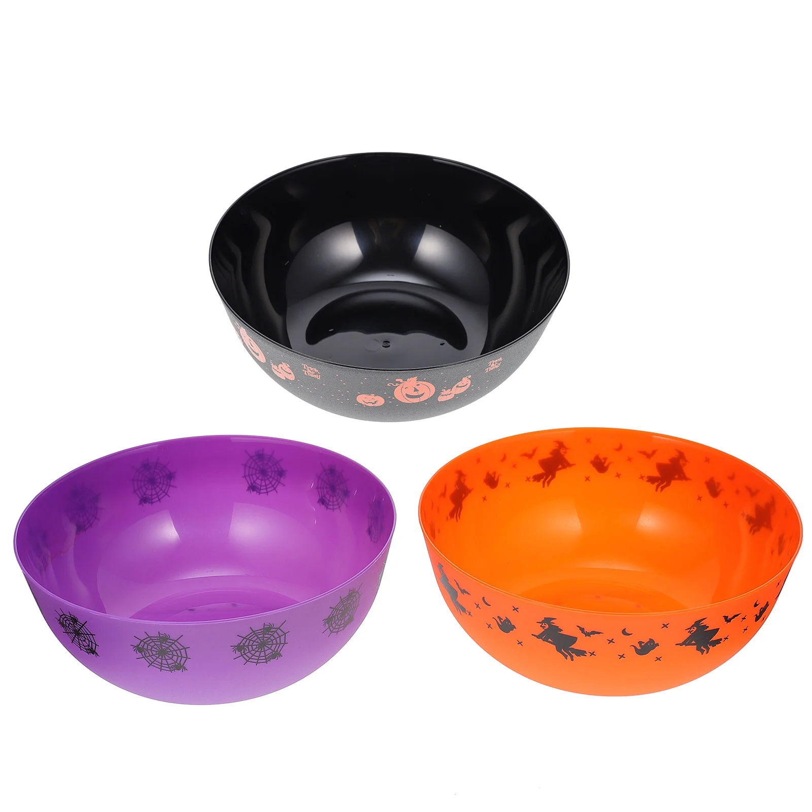 

3Pcs Halloween Salad Bowls Food Bowls Fruit Candy Bowls (Assorted Color) Tableware