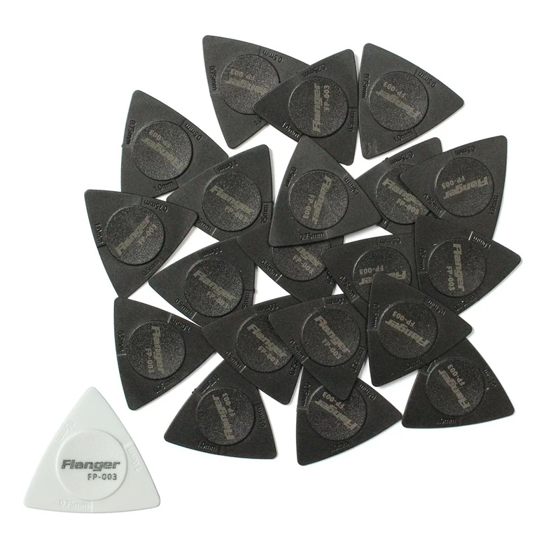 

Flanger 20 Pcs Triangle-Guitar Picks 1.0 0.75 0.5 Mm Thickness In PC + ABS Material Antislip Style Picks Black & White