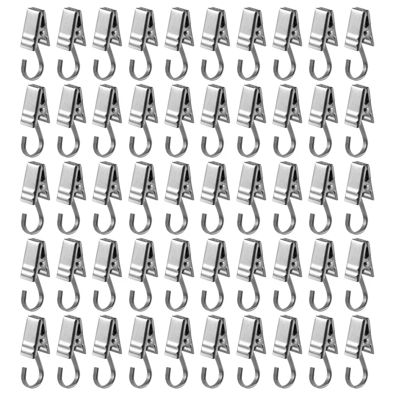 

50PCS Stainless Steel Clips Hooks Clip Rings Metal Curtain Clips For Photos, DIY Crafts