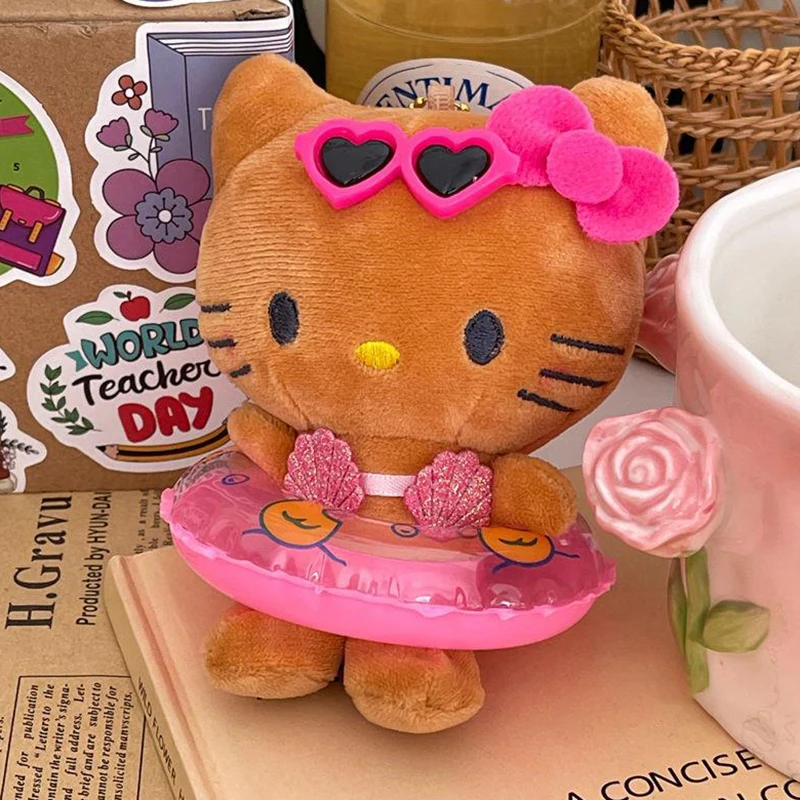 Плюшевое плавательное кольцо Kawai милый кулон в виде кошки плюшевый брелок черной