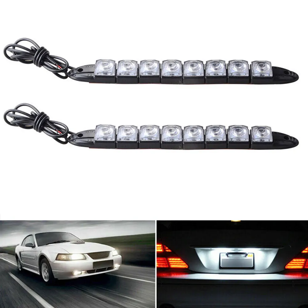 

2pcs Car LED Daytime Running Backup Turn Signal Lights Auto License Plate Lamps White DRL Fog Single Lamp 8000K 8500K Driving