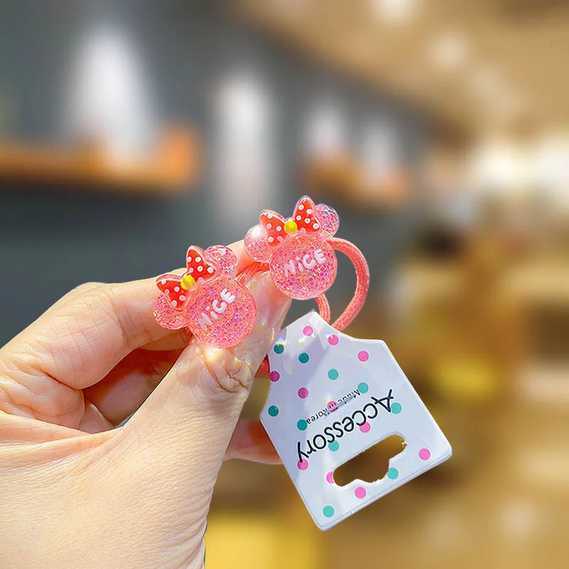 

2PCS Cartoon Disney Mickey Sequins Girl Kids Elastic Hair Bands Cute Children Hair Ties Princess Hair Accessories Baby Headwear
