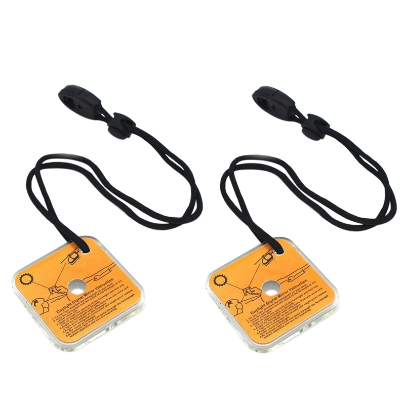 

Hot 2PC Emergency Reflector Mirror Rescue Signaling Mirror Camping Hiking Gear For Expedition Exploration Adventure