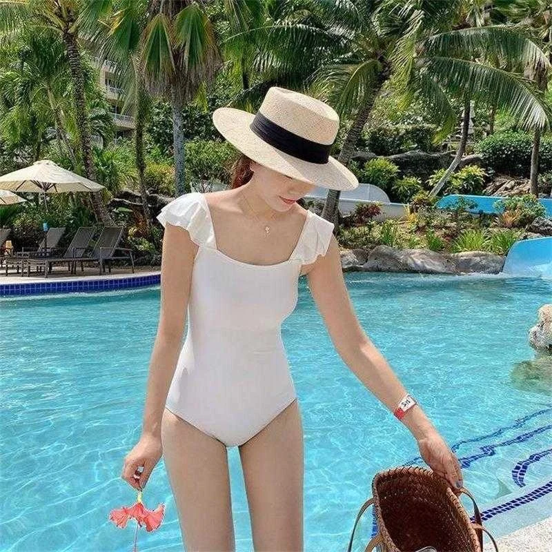

Wholesale Korean Style One Piece Swimsuit Womens Solid Color Slim Fit Thin And