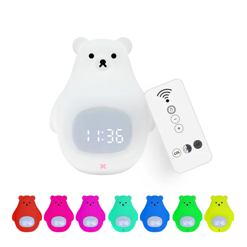 

Cute Bear Sleeping Lamp Silica Gel nightlights Snooze Alarm Clock Light USB Led Lamps Birthday Gifts for Bedroom