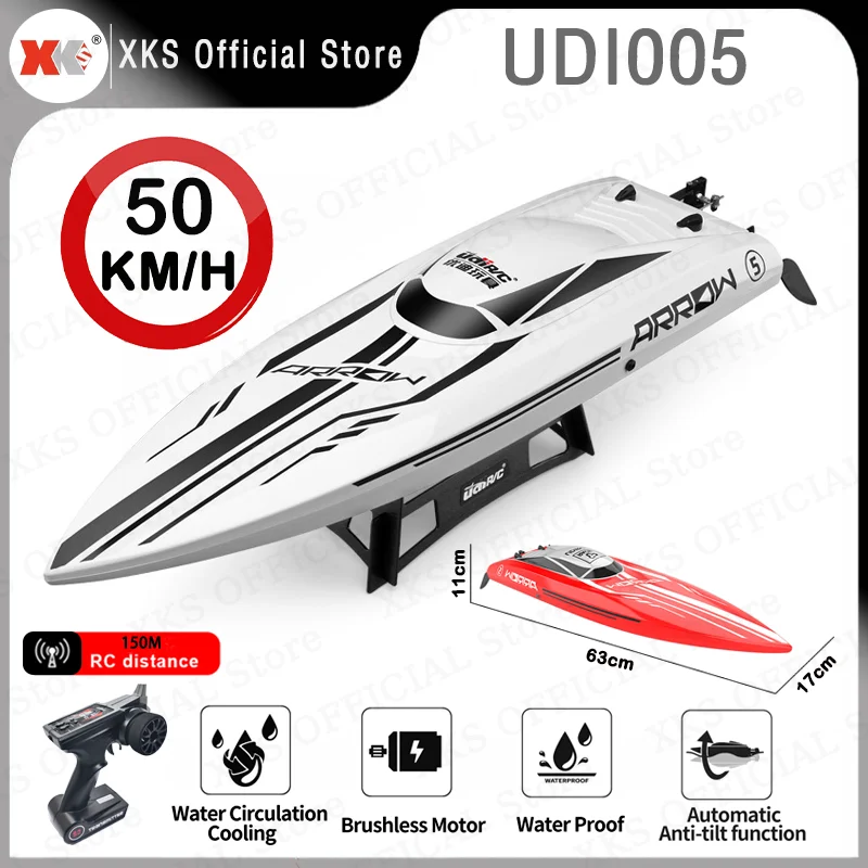 

UDiRC UDI005 RC Boat 50Km/H High Speed Waterproof 2.4GHz Radio Control Boat Brushless RC Speedboat Pvc Boat Toys Gift For Kids