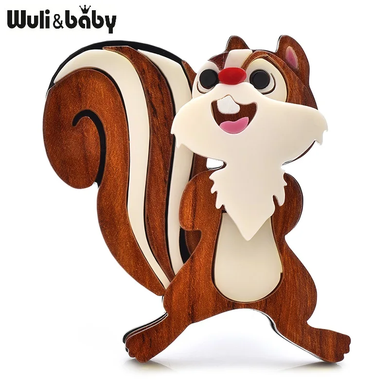 Wuli&ampbaby акриловые очаровательные броши с белкой булавки для женщин мультяшная