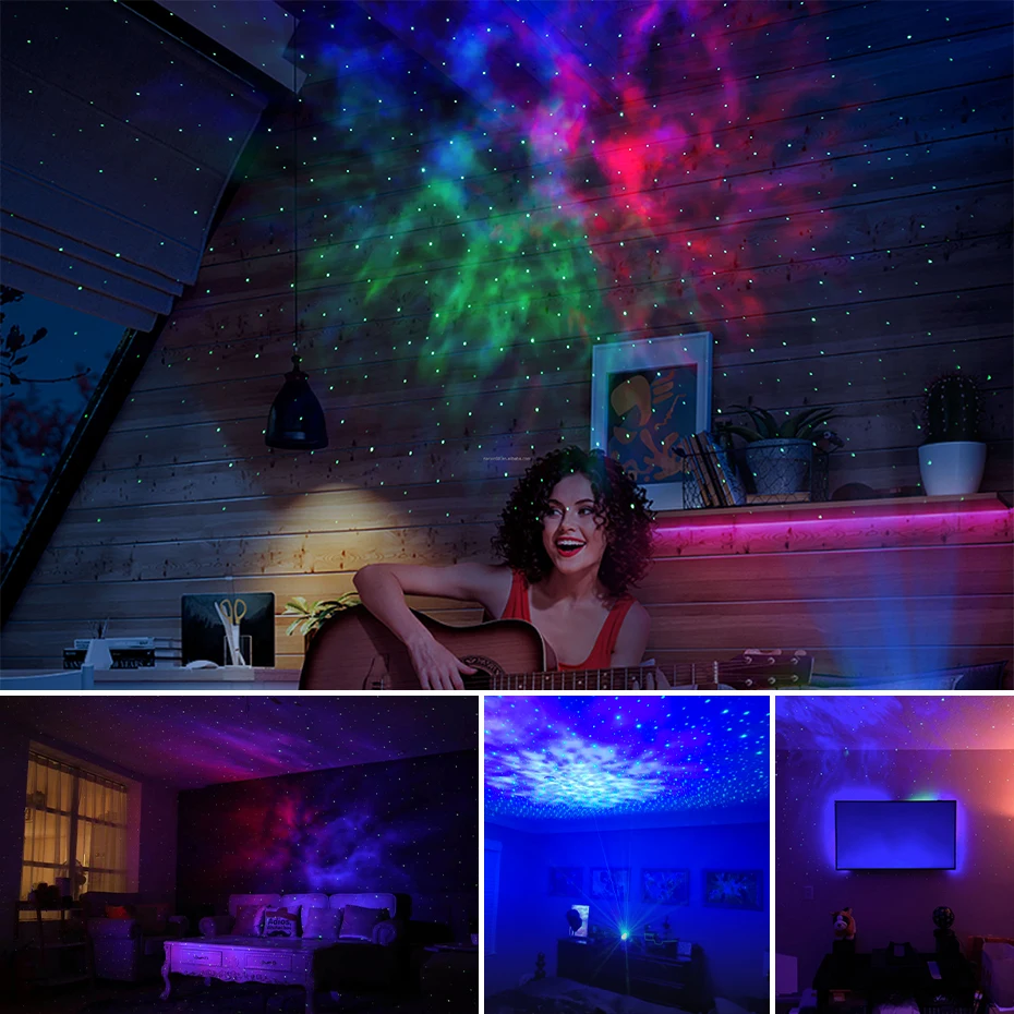 Дешево Лазерный проектор звездного неба, для рождественской вечеринки, работы с Alexa Google Home