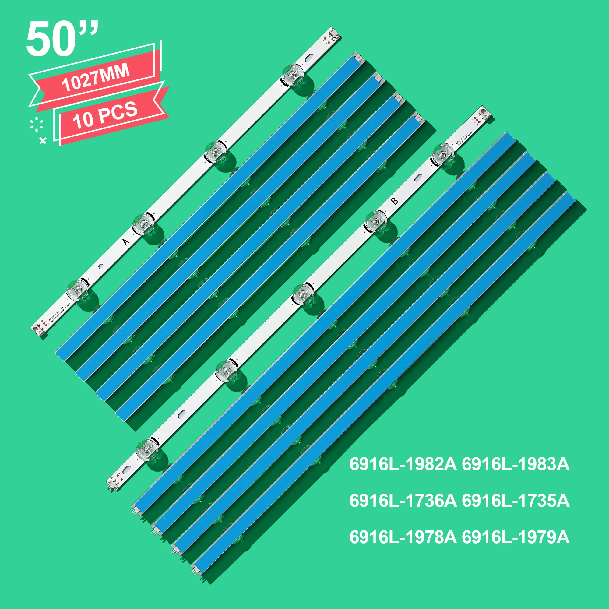 New 10pcs LED backlight strip Replacement for LIG 50LB5610 50LB650V 50LB653V 50LF5800 6916L-1978A 1779A 1983A 1982A 1735A 1736A