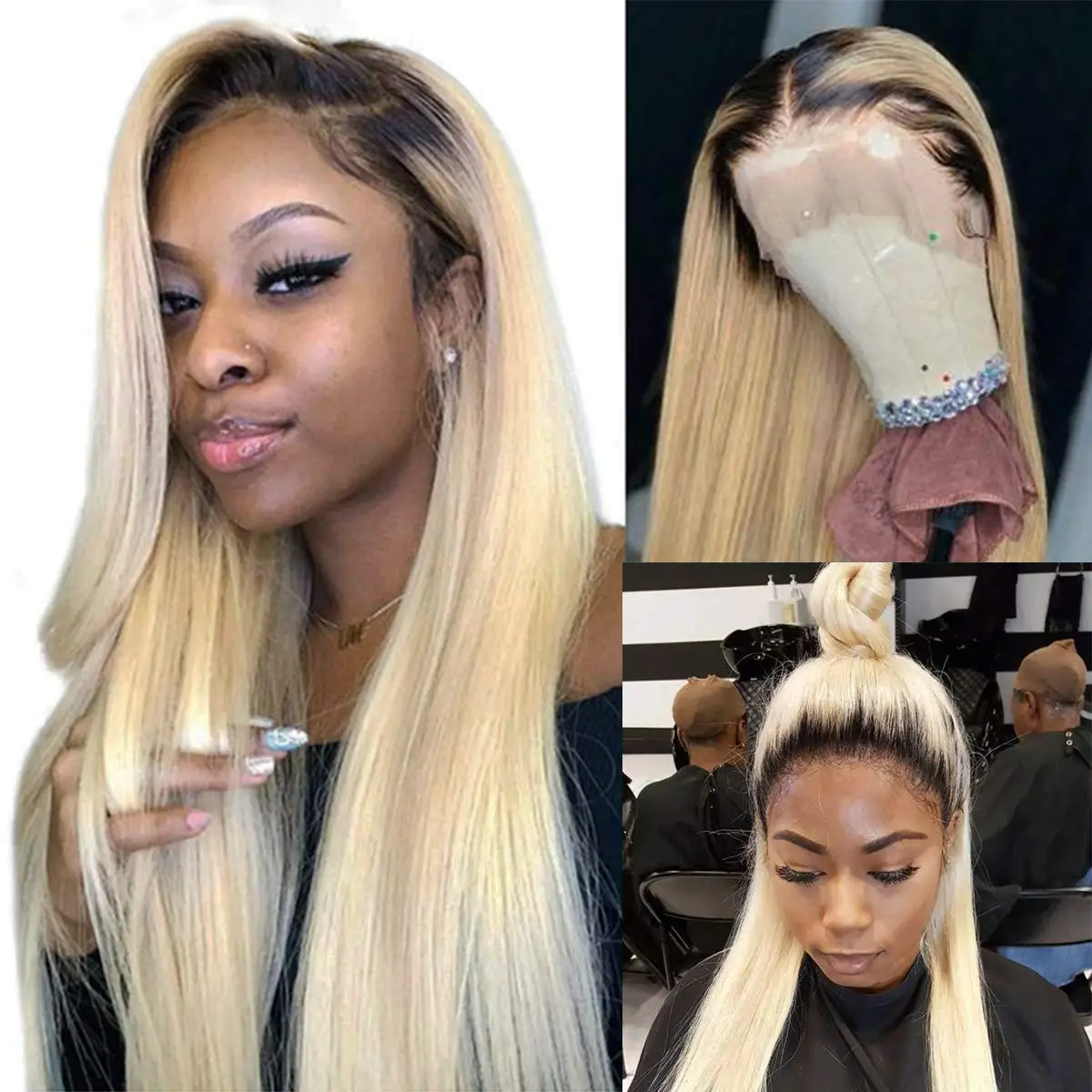 Blonde Wig Long 150% Density Lace Front Wigs Human Hair 13x4 Frontal Deep Wave Isee Natural Headband Closure Bob Brazilian Short