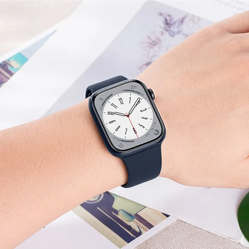 Silicone Strap For Apple Watch Band 44mm 40mm 45mm 41mm 49mm 42mm 38mm sport band bracelet iwatch series 8 7 se 3 4 5 6 Ultra