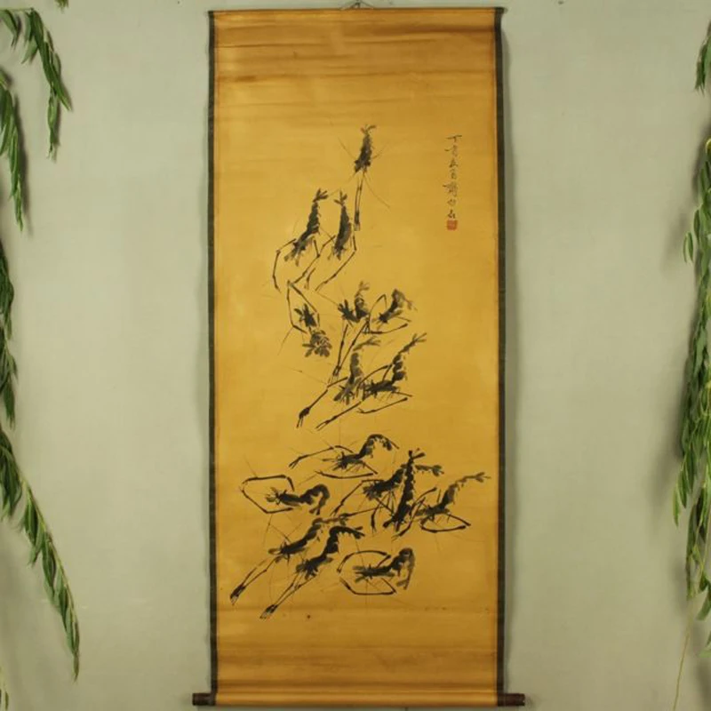 

China Antique collection the Qi Baishi shrimp diagram