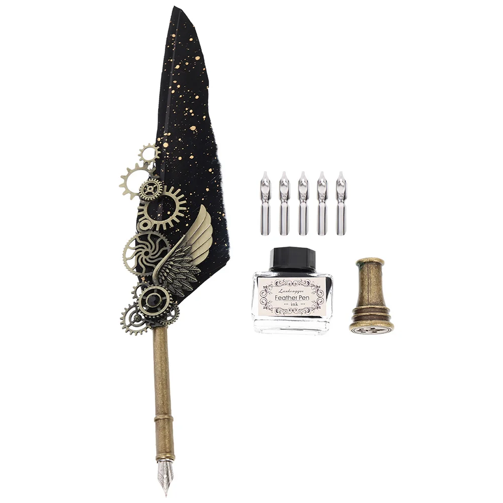 

Ручка Quill чернильная установка каллиграфия фонтан винтажный Nibbed панк Signatureportable Retropainting