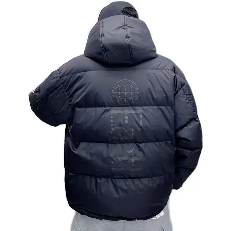 Men's Winter Jackets Cold Jacket Parkas Men's Jacket Trend Slim Black Short Cotton Coat Double Zip Hooded Down Cotton Jacket