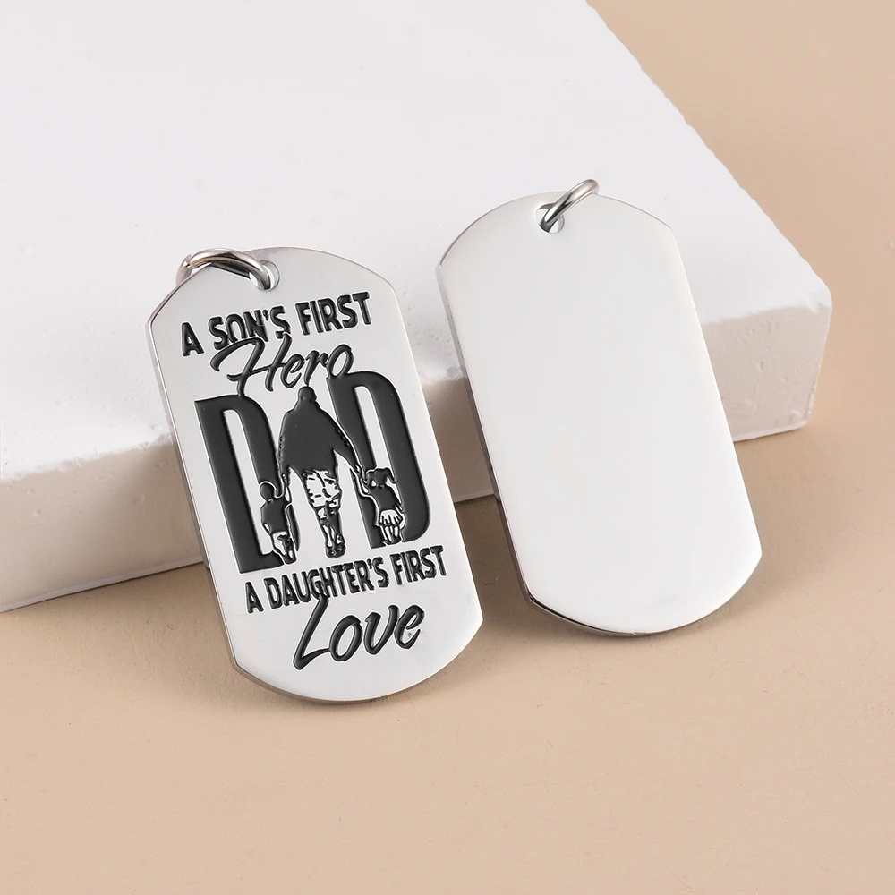 To My Son Daughter Stainless Steel Necklace Tag Pendant Inspirational Punk Hip Hop Style Key Chain for Jewelry Accessories Gift