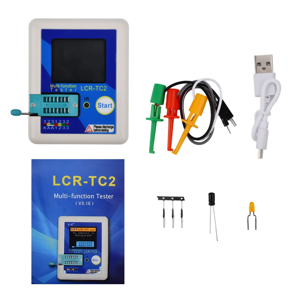 

Lcr-Tc2 Multimeter Transistor Resistor Diode Triode Capacitance Tester Esr/mos/pnp/npn Lcr Mosfet Tft Lcd Display Screen Monitor