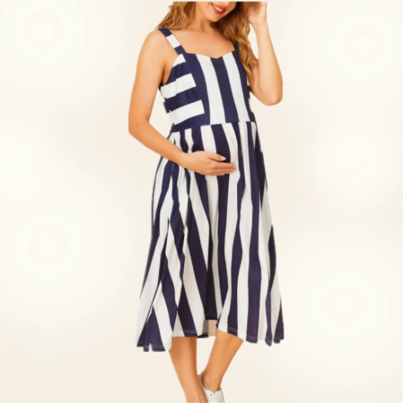 

Полосатые платья для беременных Одежда для беременных Без Рукавов Летняя Одежда для беременных прямые комбинированные платья для беременн...