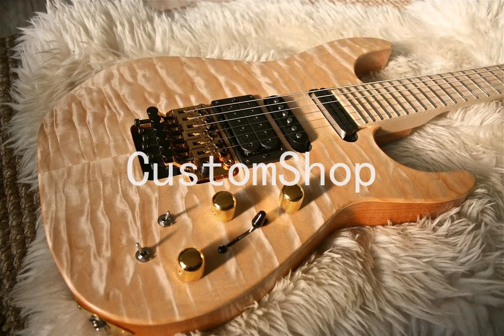 

Custom PC1 Phil Collen Qulit Maple Chlorine Natural Electric Guitar Floyd Rose Tremolo, Active Pickups 9v Battery Box