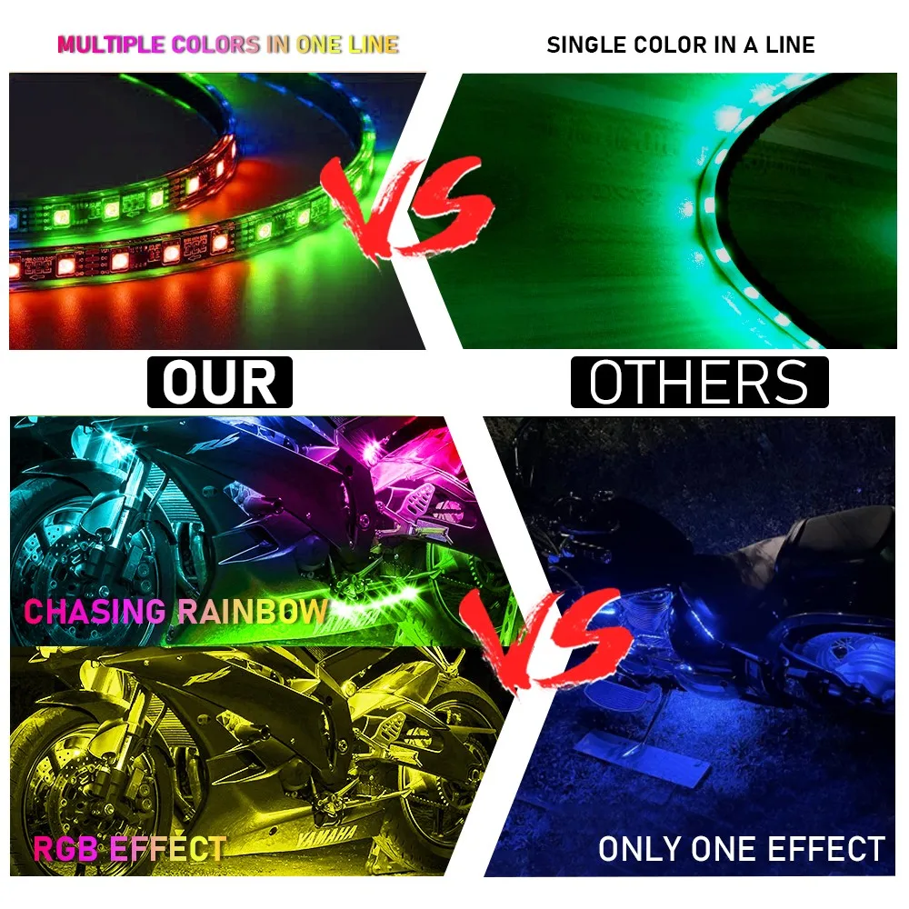 

12v Motorcycle Decoration Light Colorful LED Car Atmosphere Light RGB Symphony