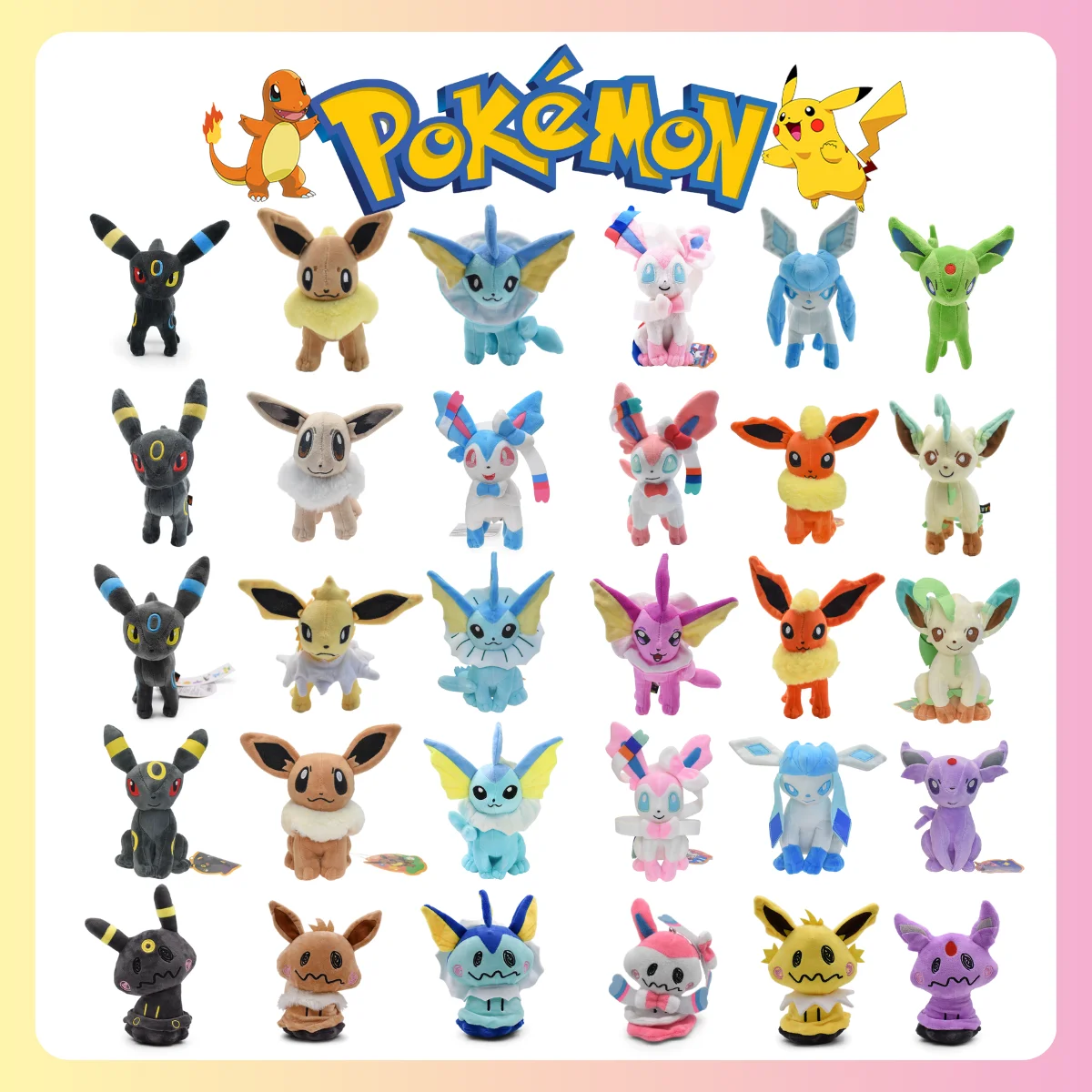 Плюшевая кукла с героями аниме Покемон Leafeon Eevee Vaporeon Jolteon Ice Eon Flareon Umbreon сильвеон