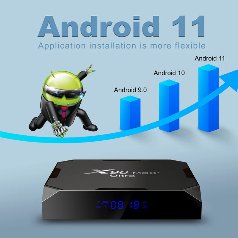 ТВ-приставка X96 Max Plus Android 11 2022 дюйма Amlogic S905X4 AV1 8K двойной Wi-Fi BT медиаплеер 4 Гб 32 ГБ 64