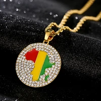 wangaiyao new fashion temperament hip hop hip hop diamond necklace africa map drip oil twist gold collarbone chain necklace fema