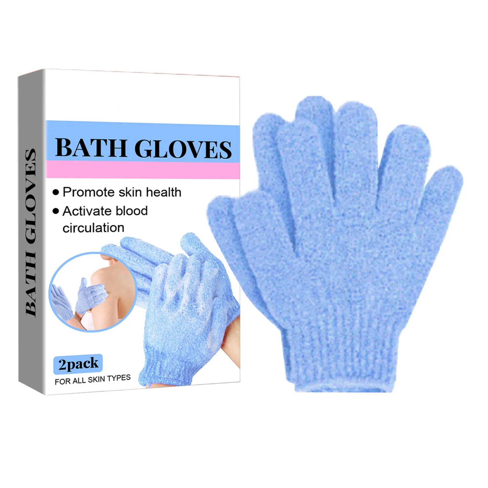 

Exfoliating Bath Gloves Soft Nylon Shower Five Finger Mitt Body Wash Supplies
