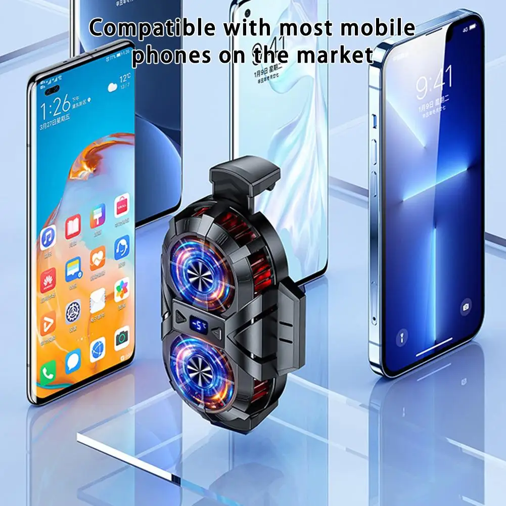 X38 Dual-core Semiconductor Phone Radiator Portable Digital Display Silent Back Clip Phone Cooling Fan Cooler for Ios Android