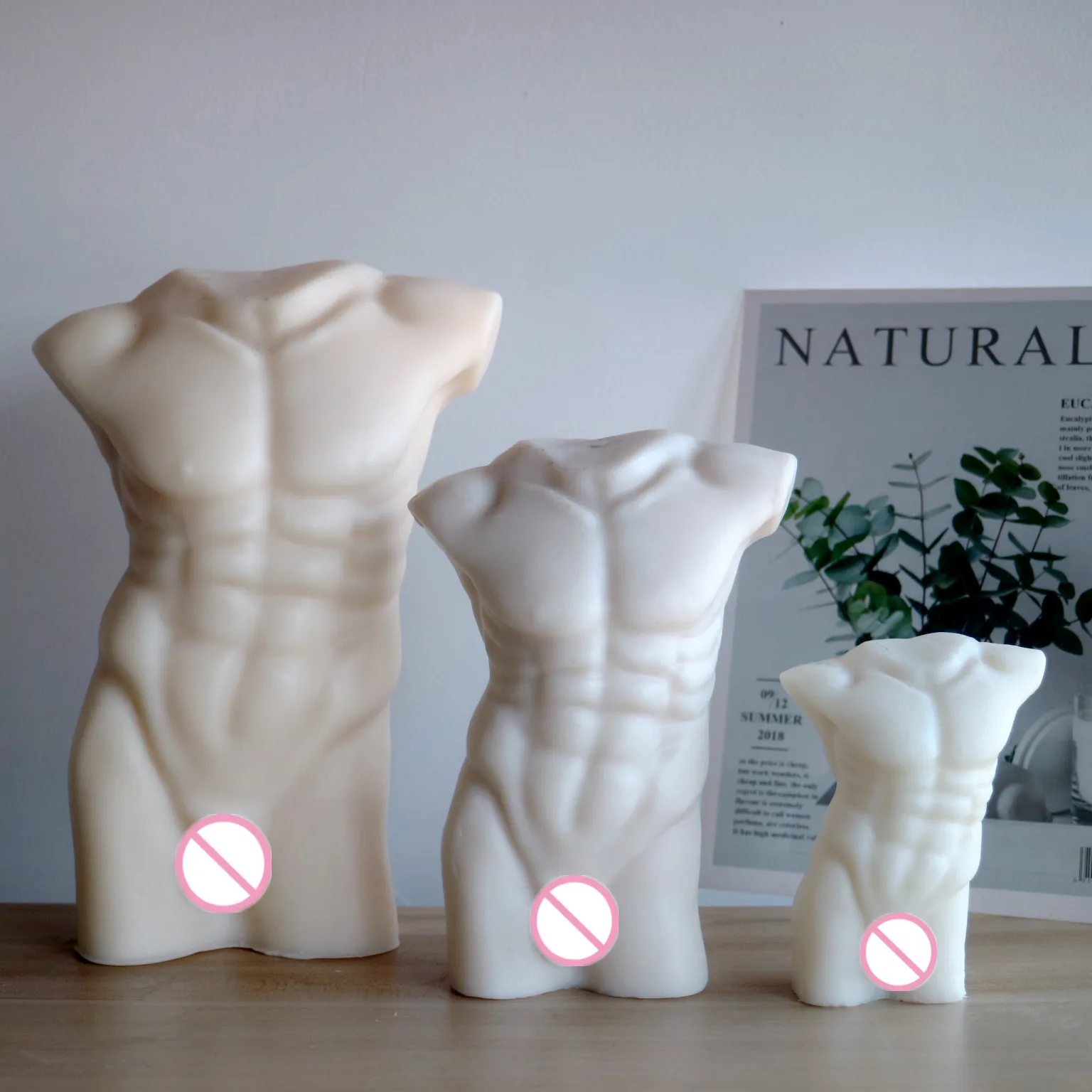 LOVE'N LV018D INS Men Nude 21cm Silicone Mould Large Size Male Human Body Torso Candle Mold for Making Candles