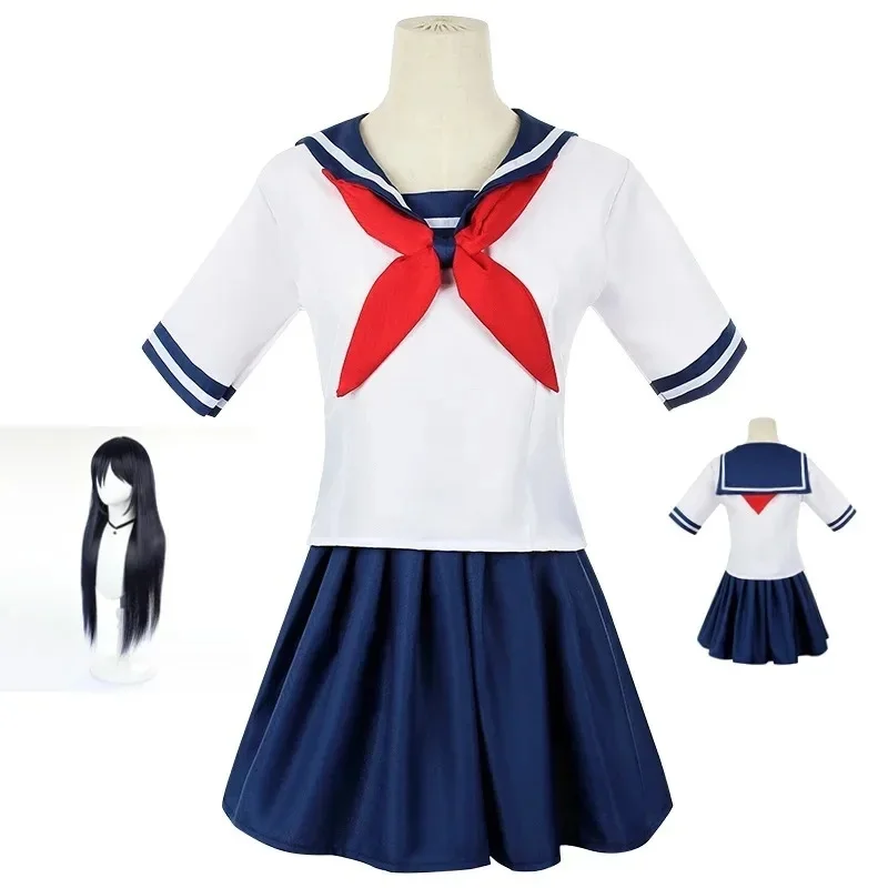 Фото Премиум костюм для косплея Аяно Айши из игры Yandere Simulator, аниме-униформа JK, морская футболка с юбкой, черный. №2