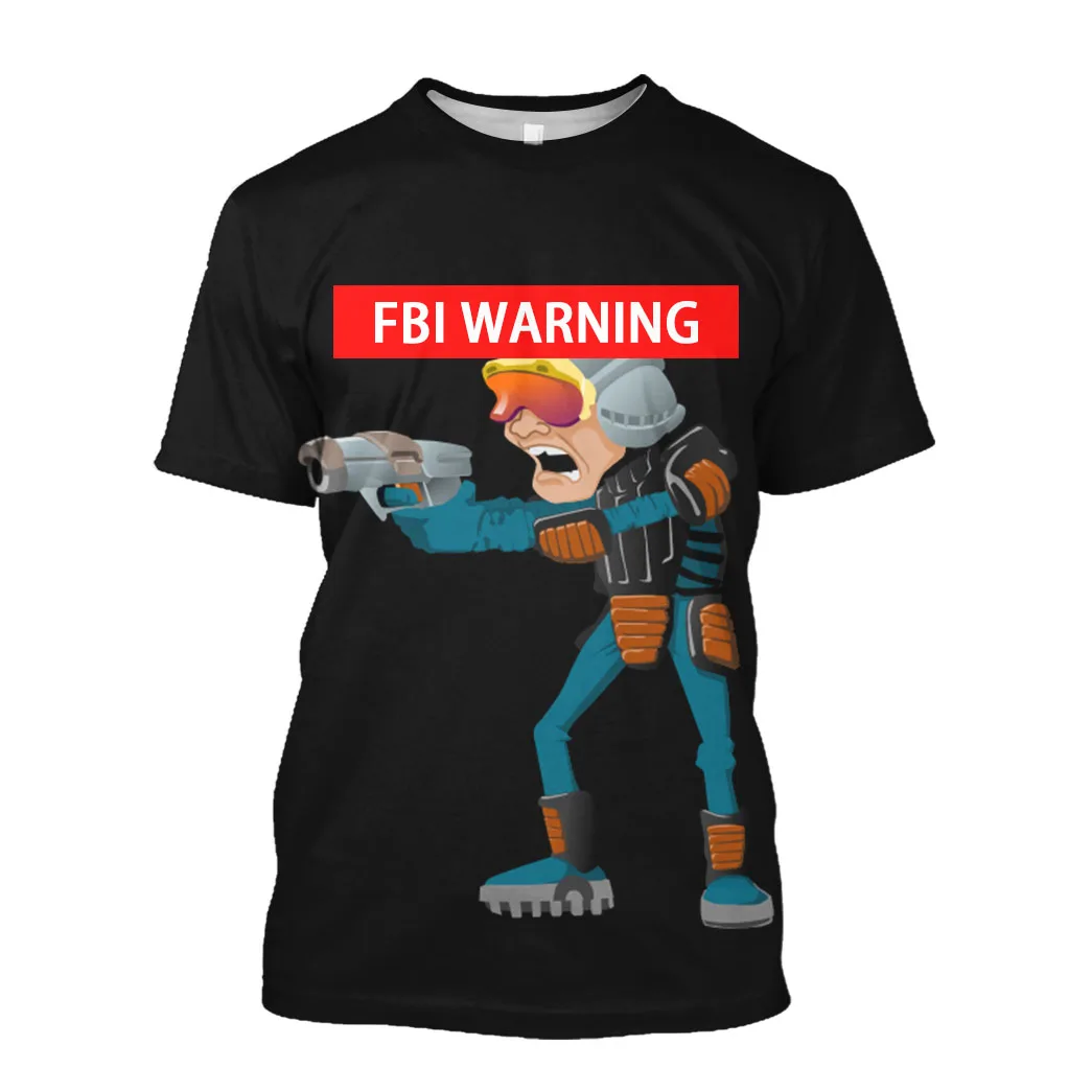 

Jumeast FBI WARNING 3D Graphic T Shirts Future Warrior Funny Printed T Shirty Anime Baggy Mesh Cloth Short Sleeve Jumpers Tops