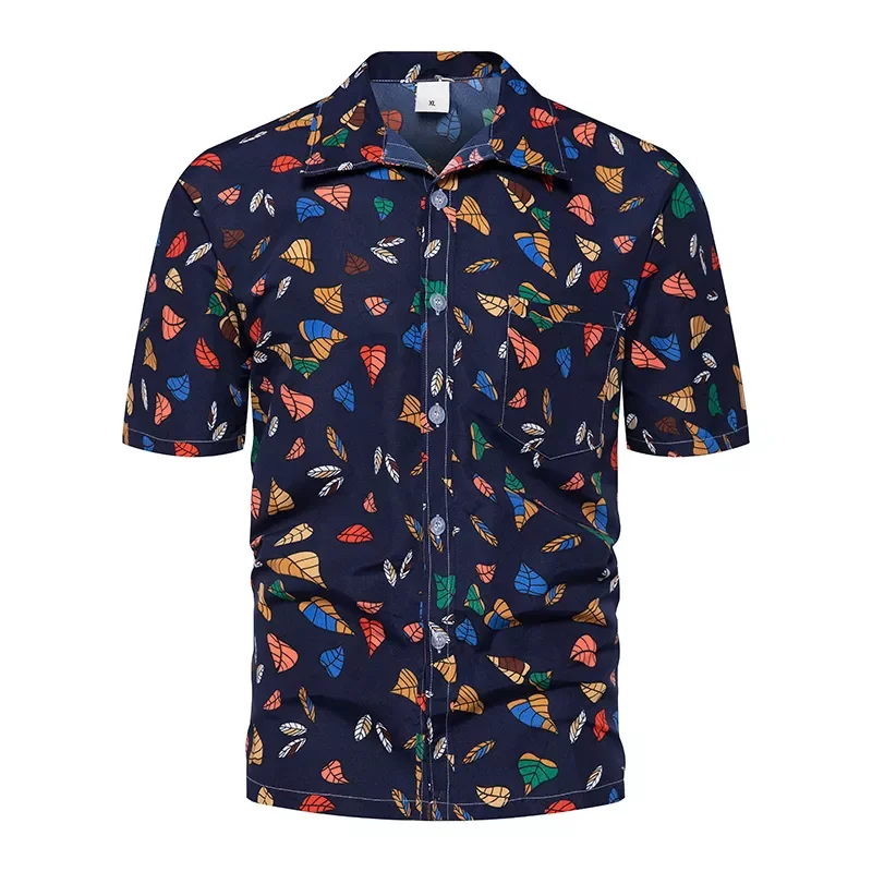 

Men Casual Summer Beach Aloha Shirts Mens Short Sleeve Loose Holiday Party Vacation Buttons Tops Print Hawaiian Shirt