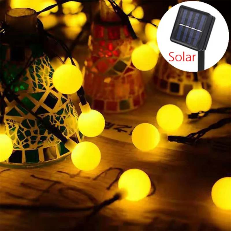 

LED Ball Solar Light Outdoor Lamp String Lights for Holiday Christmas Waterproof Fairy Garden Garland Light Navidad Decoración