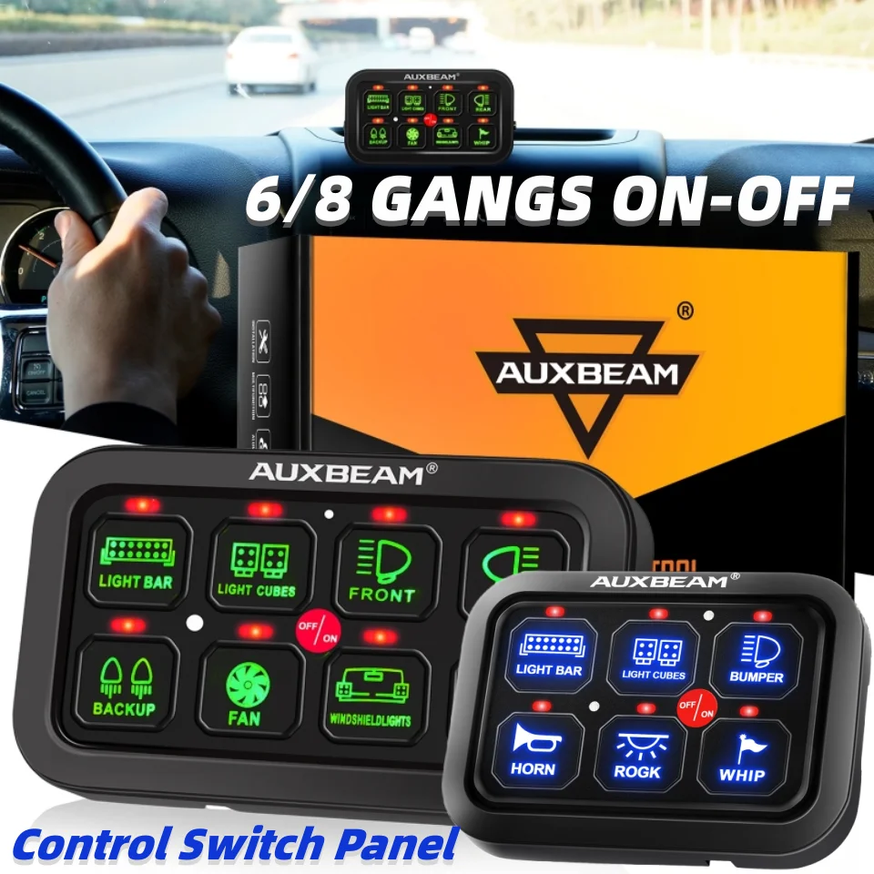 

6/8 Gangs LED On-Off Switch Panel Universal Control Relays System Background Light Slim Electronic Relay System for Car SUV Boat