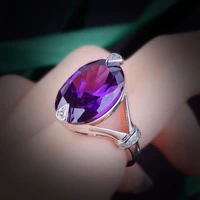 2022 new fashion simple retro purple zircon open wedding womens ring jewelry accessories anniversary gift free shipping