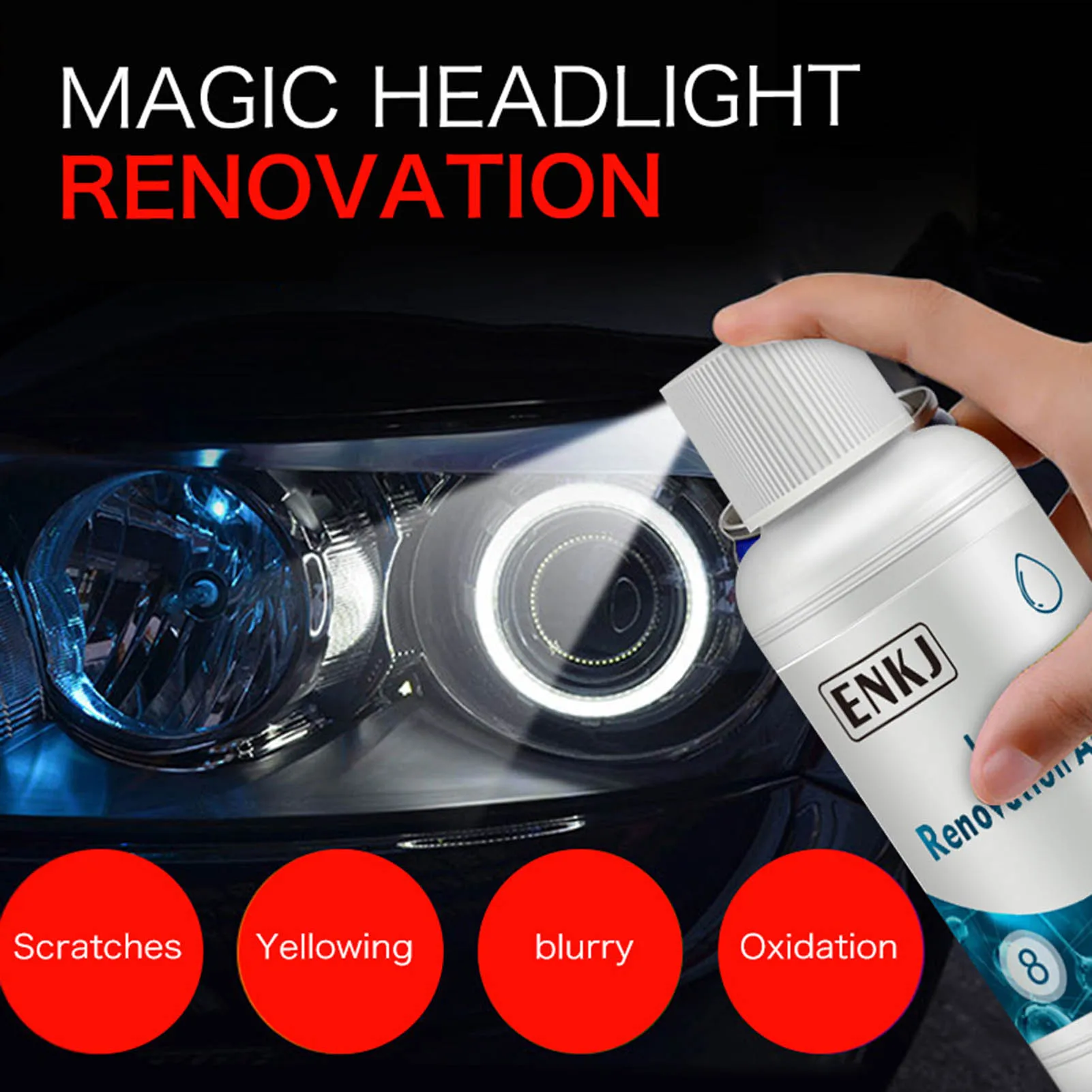 Car Headlight Polishing Agent Scratch Remover Repair Fluid Auto Headlight Renewal Polish And Maintenance Liquid Kit Accessories
