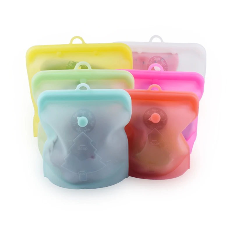 

1Pcs Silicone Kitchen Organizer Multipurpose Pure Color Food Storage Bag 1000/1500ML Leakproof Freezer Bags Reusable