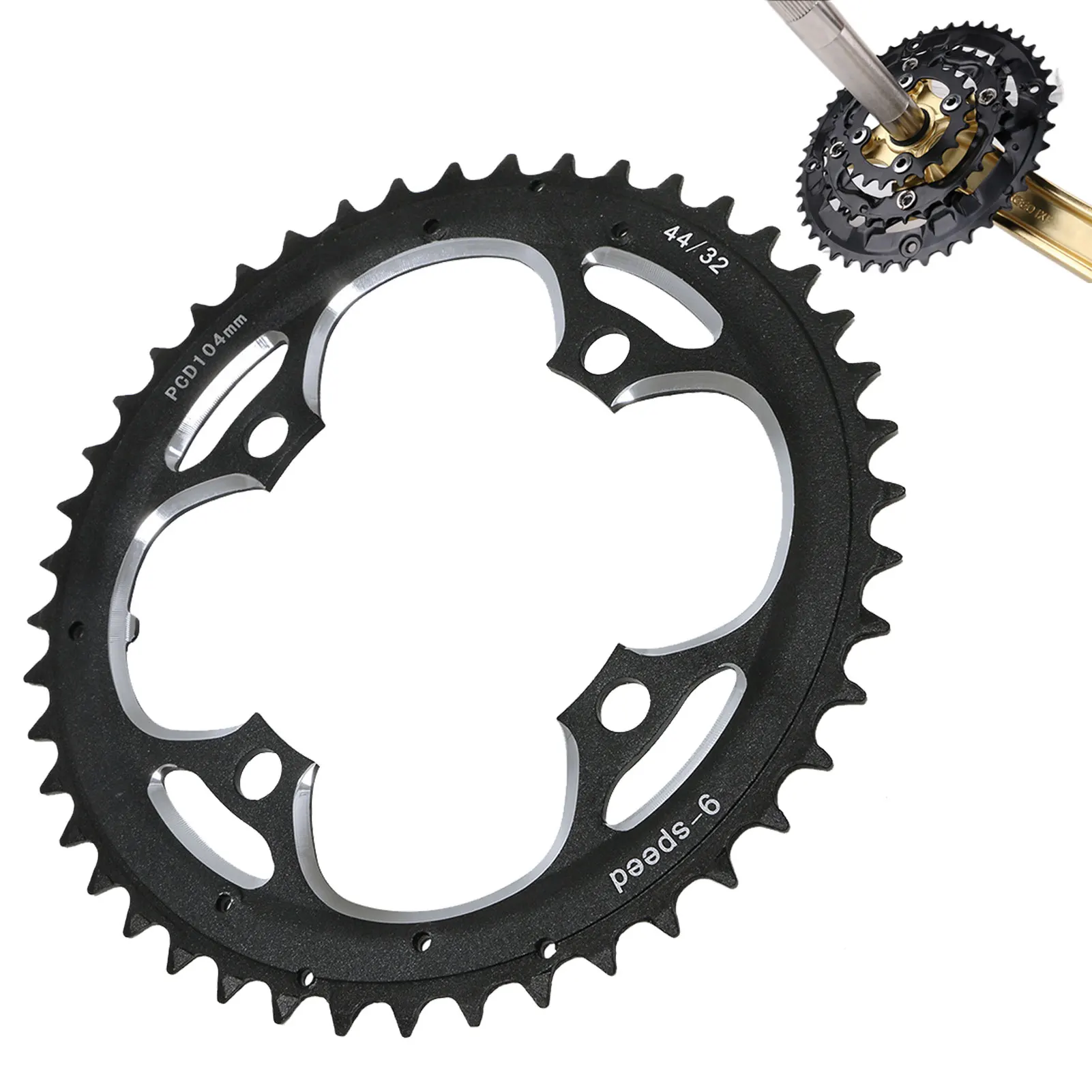 

Bicycle Chainring Road Bike Chain Wheel Sprocket Round Narrow Wide 44T Chainrings Mountain Bike Hollow Single Chain Ring 9 Speed