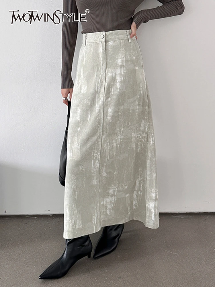 

Женская юбка-трапеция TWOTWINSTYLE, разноцветная юбка с пуговицами и высокой талией в стиле пэчворк