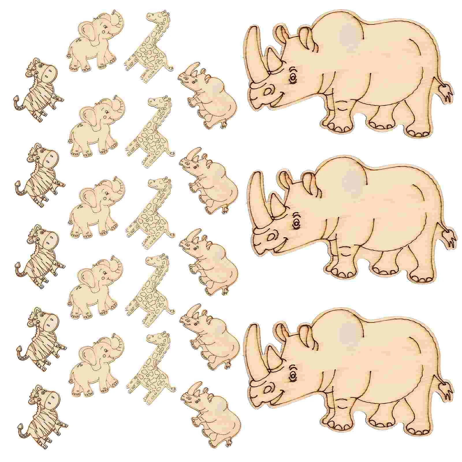 

40 Pcs Home Accents Decor Graffiti Animal Wood Piece Creative Wooden Cutout Blank Slices Unfinished Hollow Cutouts Craft Child