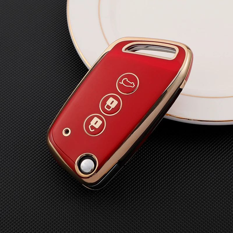 

Soft TPU Car Key Case Protective Cover for Baojun E200 E300 RS3 RS5 RS7 RC5 RC6 RM5 RMC Gold Edge Key Shell Auto Accessories
