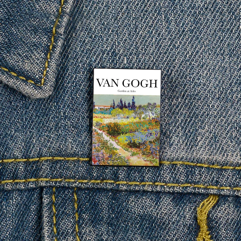 

Fashion Van Gogh Garden at Arles Printed Pin vintage Brooches Shirt Lapel teacher Bag Cute Badge Cartoon pins for Lover Girl