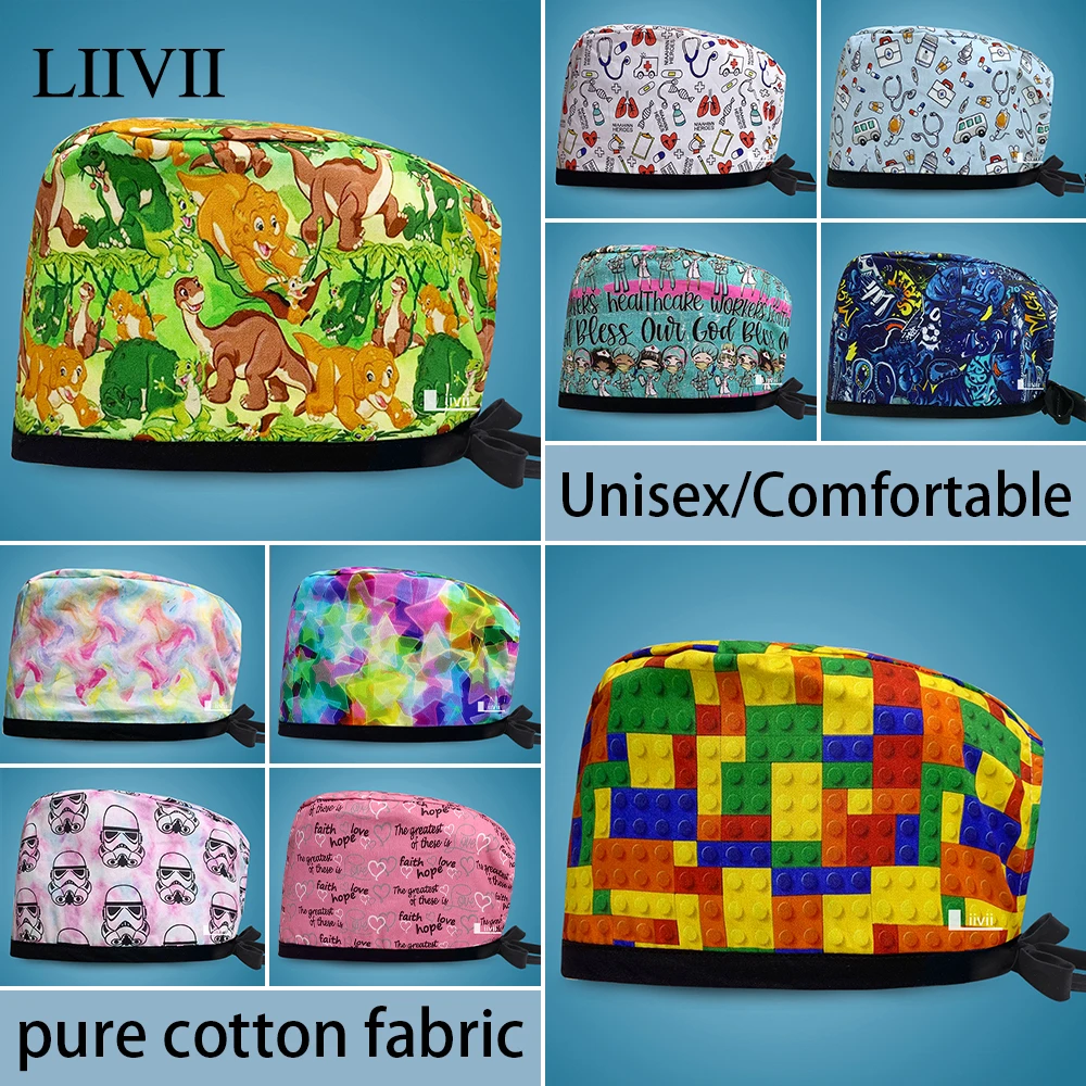 

Wholesale Women's Scrubs Surgical Caps Printing High-quality Cotton Sweat-absorbent Working Hats Pharmacist Nurse Accessories