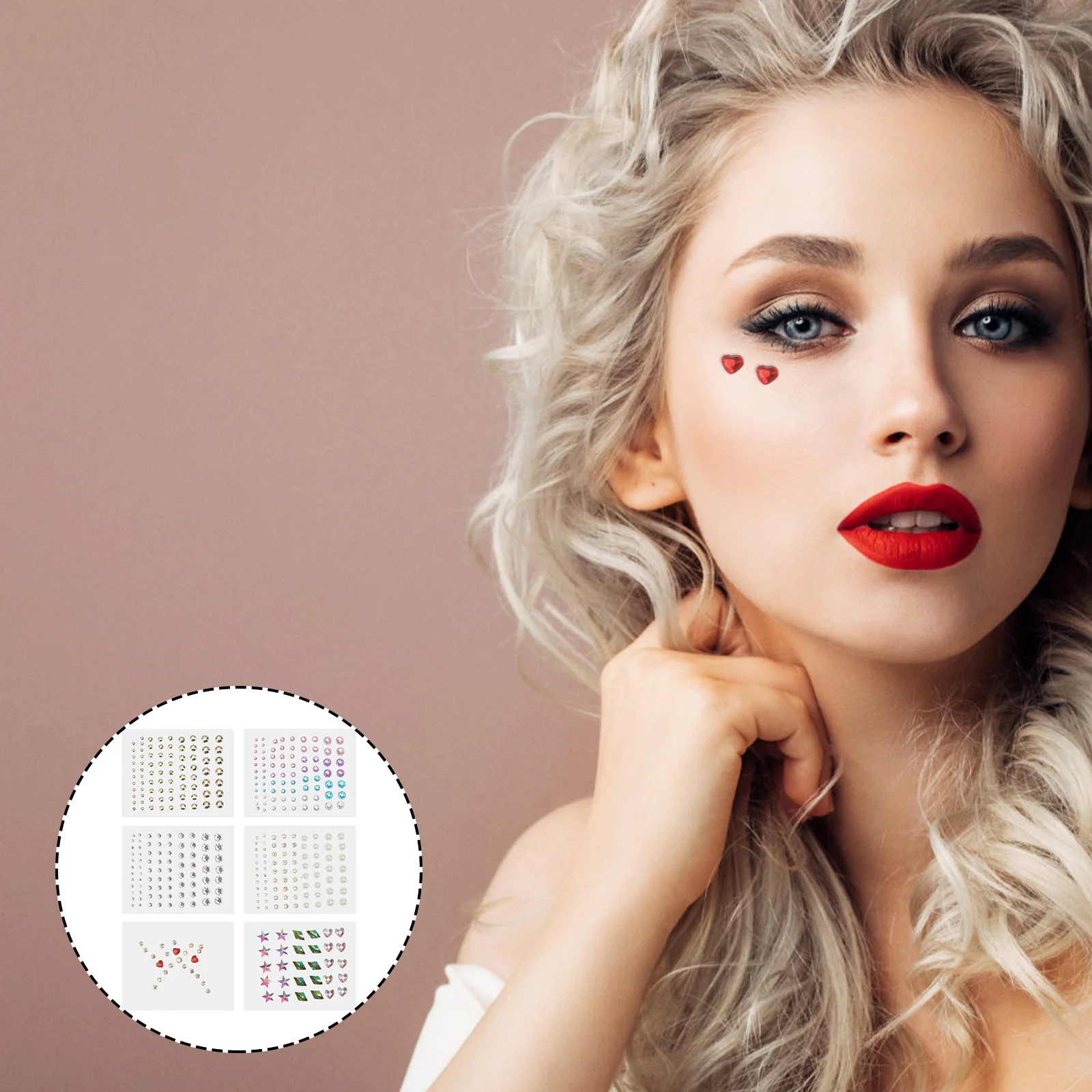 

Facial Eye Stick-on Crystals Face Gems Stage Makeup Stickers Rhinestone Tears Decal