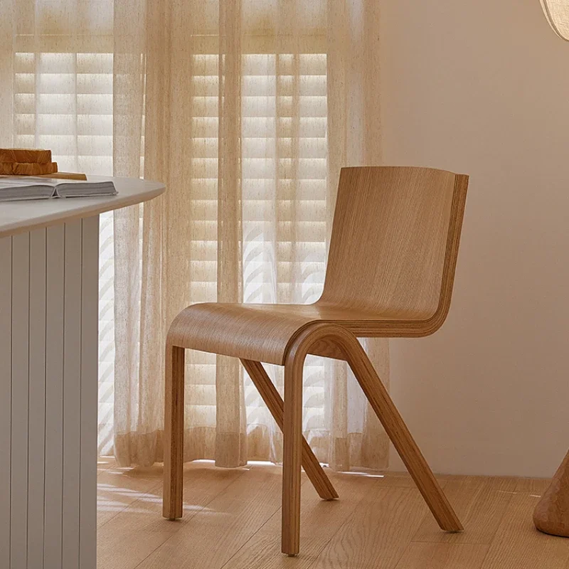 

Обеденный стул в нордическом стиле, современный минималистичный стул из массива дерева, дизайнерский бесшумный стул для гостиной