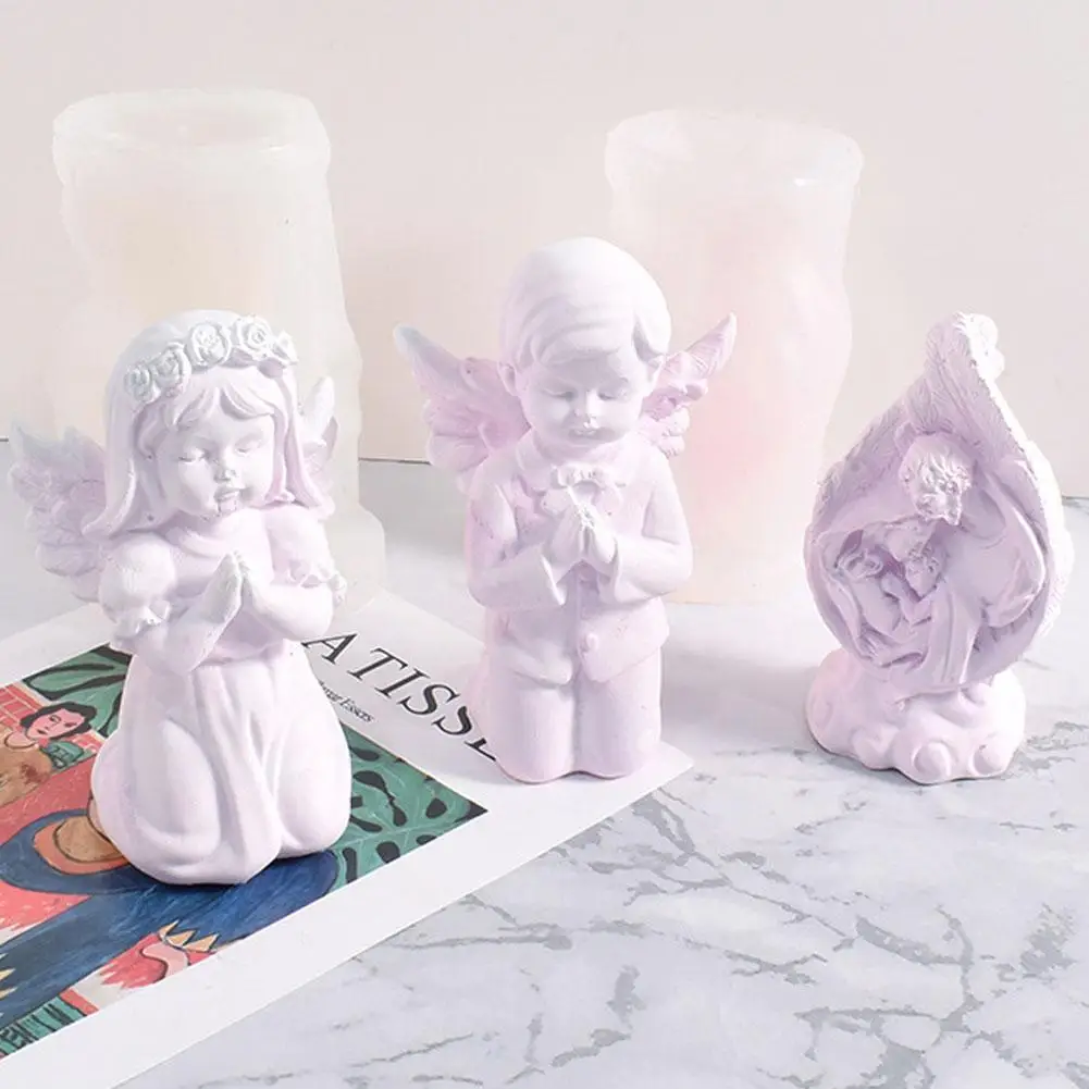 

Maria Candle Mold 3d Pink Rose Angel Boy Girl Prayer Angel Silicone Mold For Chocolate Aromatherapy Candle Cake Gypsum Hand L7q8