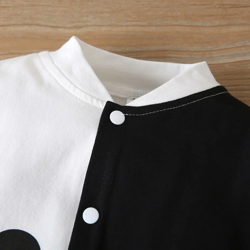 2 шт. детский однобортный хлопковый комбинезон с длинным рукавом и капюшоном на