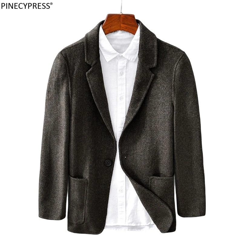 

Wool Warm Anti-wrinkle Thick Winter Formal Business Casual Two Layers Men Woolen Coat Long Sleeve Wool Jacket Outerwear