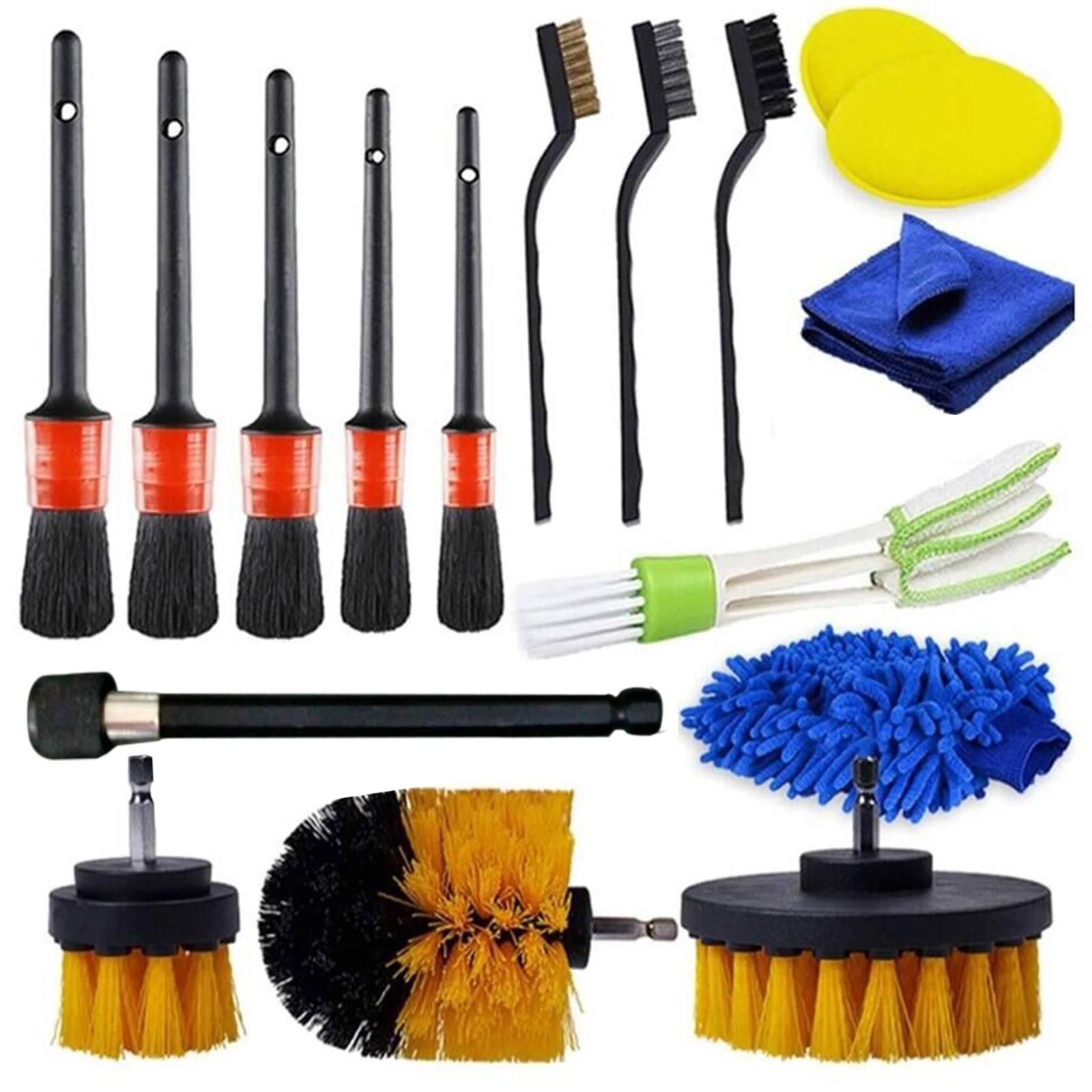 

Detailing Brush Set Car Cleaning Brushes Power Scrubber Drill Brush For Car Leather Air Vents Rim Cleaning Dirt Dust Clean Tools